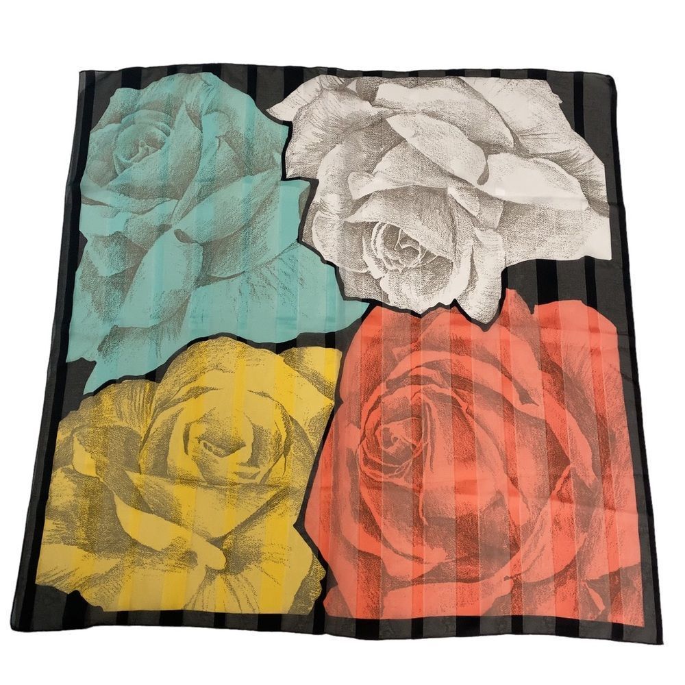 Roses Print Wide Handkerchief Scarf